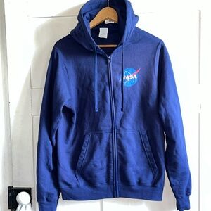 NASA Blue Hoodie Space Station Hooded Sweatshirt Size Small